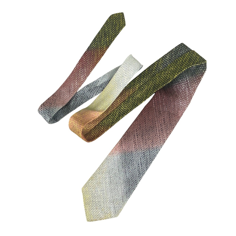 VTG Italian Woven Acetate Ombre Tie Gradient Yellow Rose Slate Grey 54.5x3.5